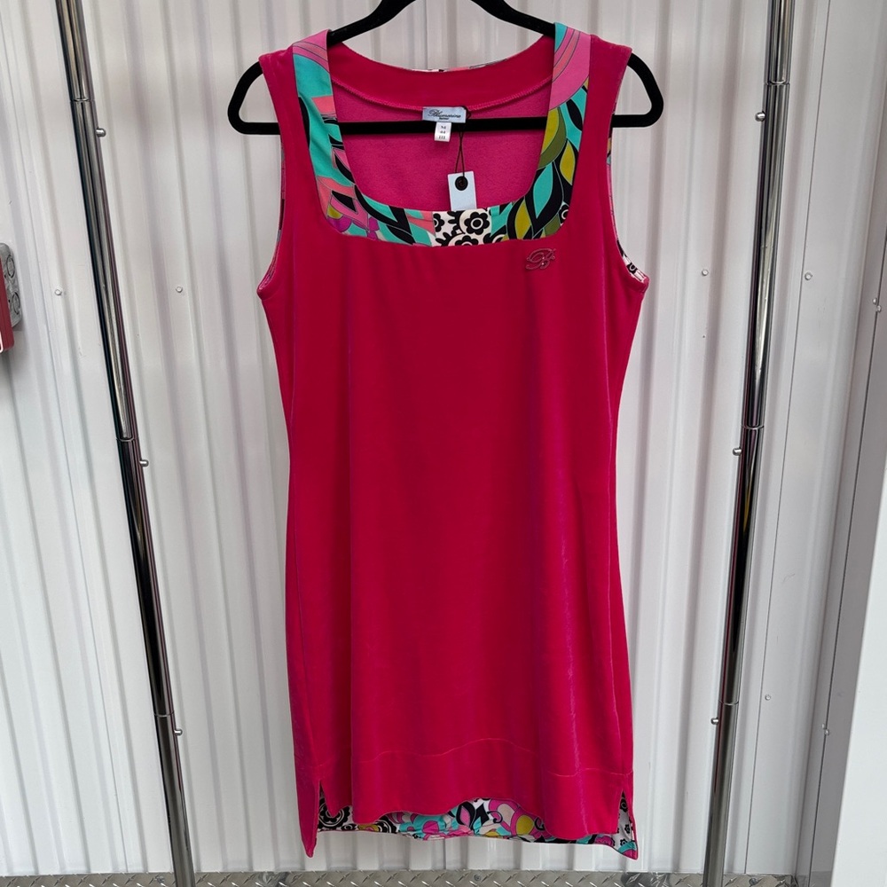 Blumarine Pink Sleeveless Dress with Multicolor Accents